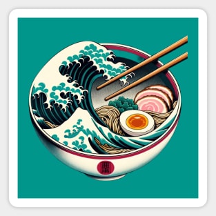 The Great Ramen Wave of Kanagawa Magnet